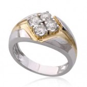 Diamond Mens Ring in 18k Yellow Gold with certified Diamonds